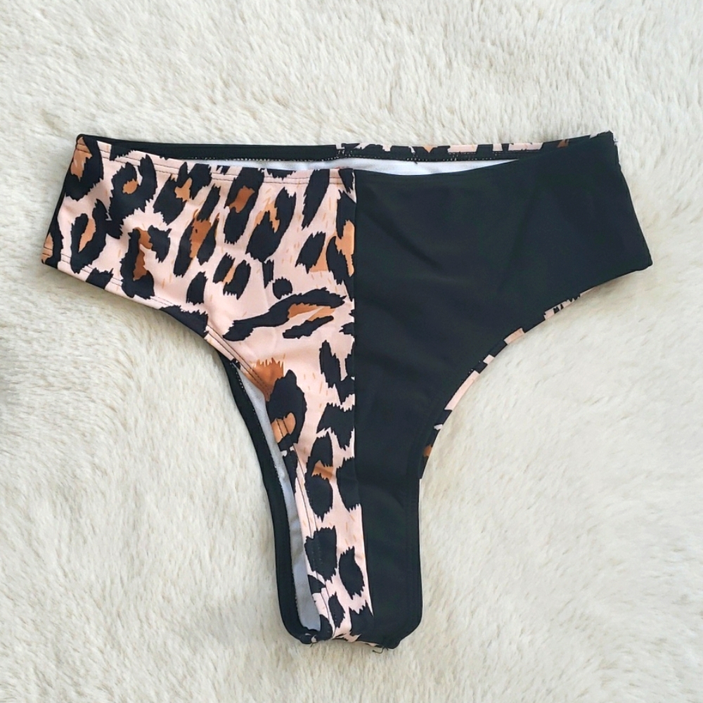 Leopard Ruffle Strap Bandeau High Waist Bikini Set - Picture 11 of 11